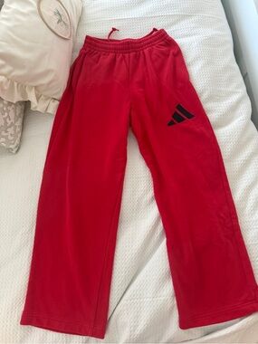 adidas Red Kids Joggers with Black Logo